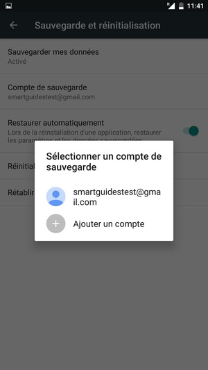 Sélectionnez votre compte de sauvegarde