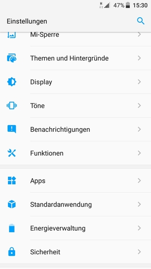 Scrollen Sie und wählen Sie Energieverwaltung