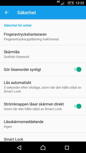Din telefon är nu säkrad med ett skärmlås