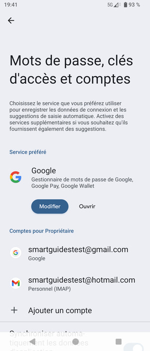 Sélectionnez votre compte Google