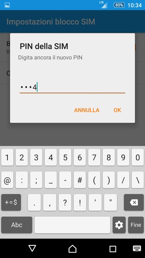 Conferma il nuovo PIN della SIM e seleziona OK