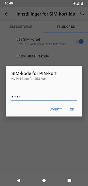 Skriv inn Ny PIN-kode for SIM-kort og velg OK