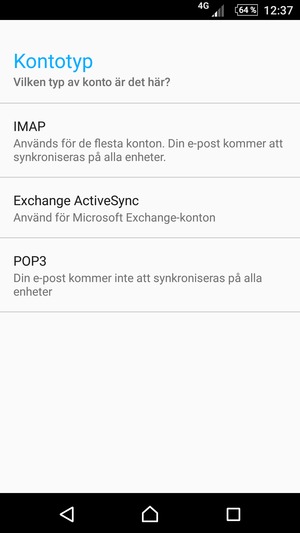 Välj Exchange ActiveSync