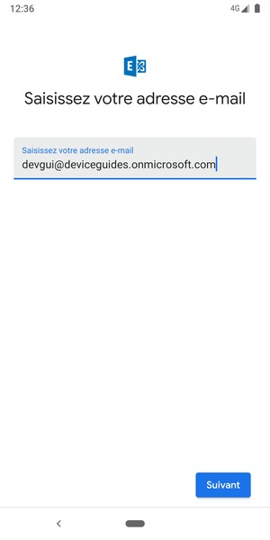 Saisissez votre adresse e-mail et sélectionnez Suivant