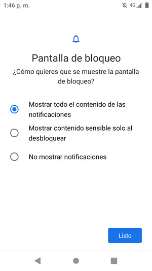 Seleccione la opción deseada y seleccione Listo