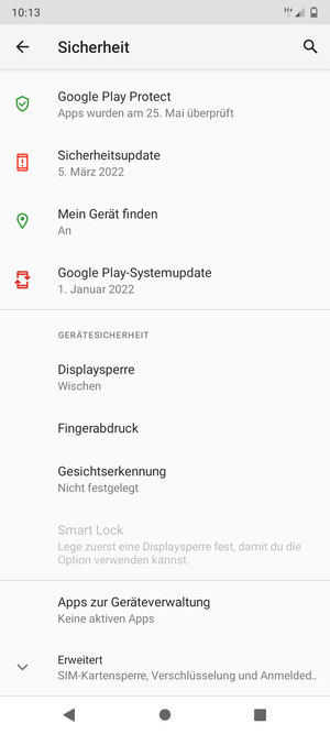 Scrollen Sie und wählen Sie Erweitert