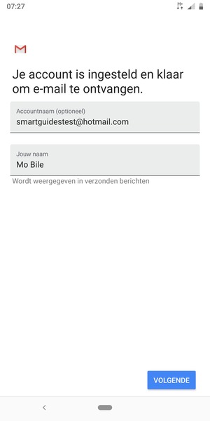 Geef uw account een naam en voer uw naam in. Selecteer VOLGENDE