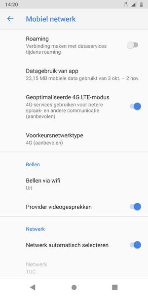 Selecteer Voorkeursnetwerktype