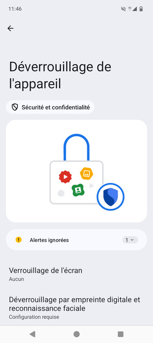 Sélectionnez Verrouillage de l'ecran