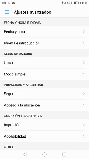 Seleccione Seguridad