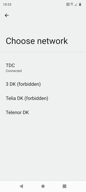 Select a network operator from the list
