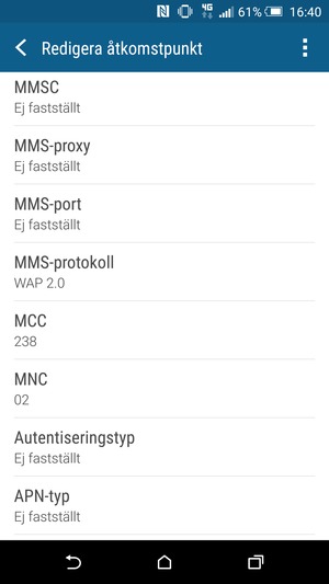 Scrolla ner och ange MMS-information
