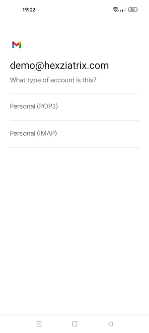 Select Personal (POP3) or Personal (IMAP)