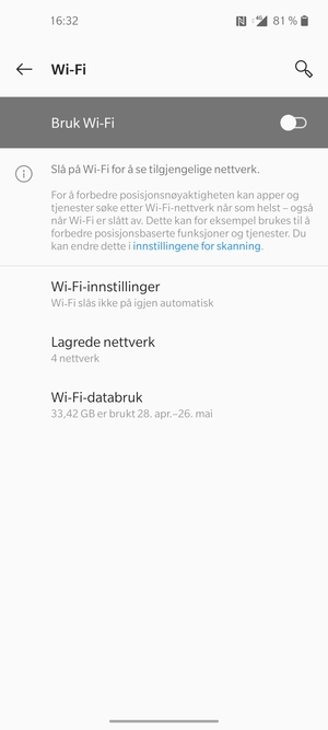 Slå på Bruk Wi-Fi