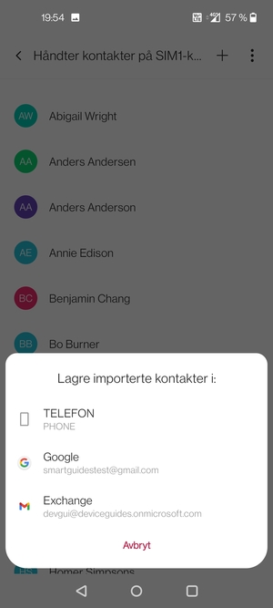 Velg din Google-konto
