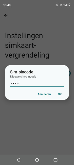 Voer uw Nieuwe sim-pincode in en selecteer OK