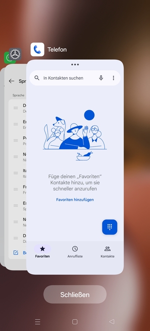 Wählen Sie Schließen, um alle laufende Apps zu schließen