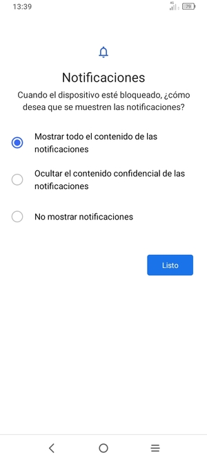 Seleccione la opción deseada y seleccione Listo