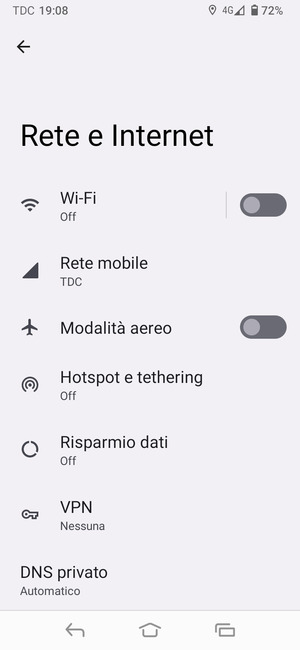 Seleziona Hotspot e tethering