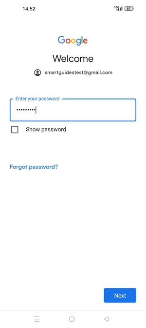 Enter your password and select Next