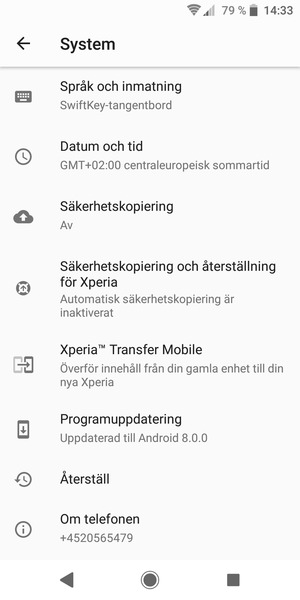 Välj Säkerhetskopiering