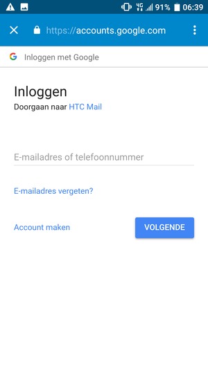 Voer uw e-mailadres in en selecteer VOLGENDE