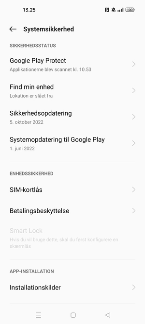 Scroll til og vælg SIM-kortlås
