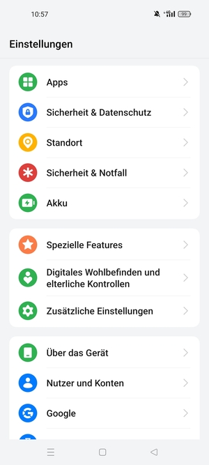 Scrollen Sie und wählen Sie Sicherheit & Datenschutz