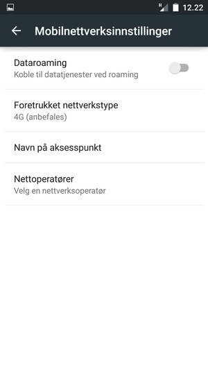 Velg Foretrukket nettverkstype