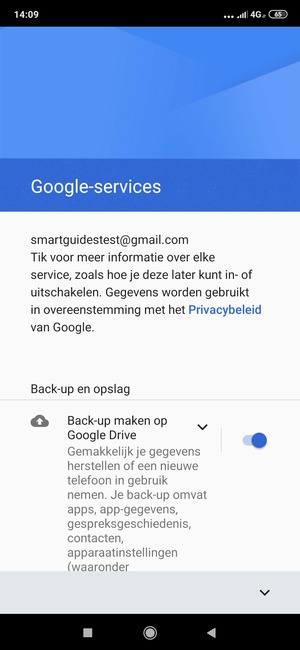 Selecteer de v knop