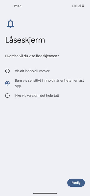 Velg ønsket alternativ og velg Ferdig