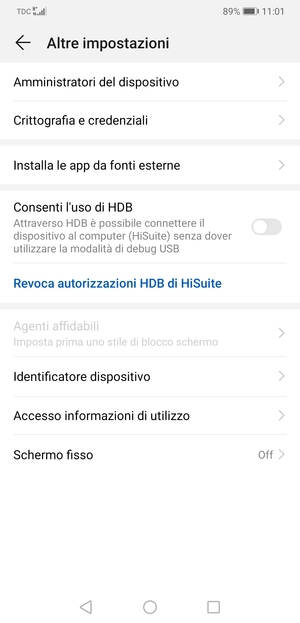 Seleziona Crittografia e credenziali