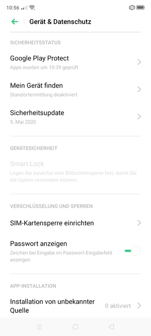 Scrollen Sie und wählen Sie SIM-Kartensperre einrichten