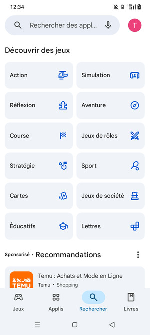 Sélectionnez la barre de Recherche