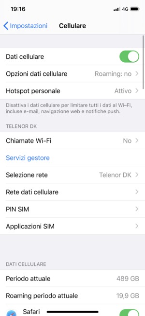 Seleziona PIN SIM