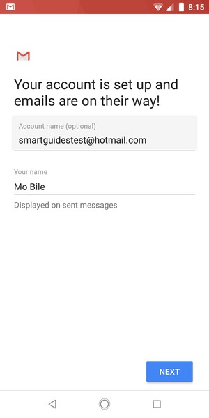 Give your account a name and enter your name. Select NEXT