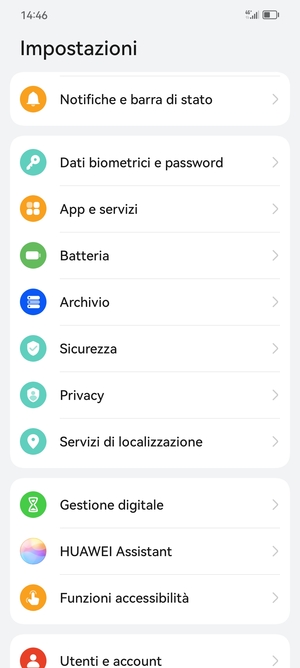 Scorri e seleziona Sicurezza