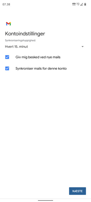 Vælg NÆSTE