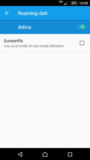 Attiva o disattiva Roaming dati