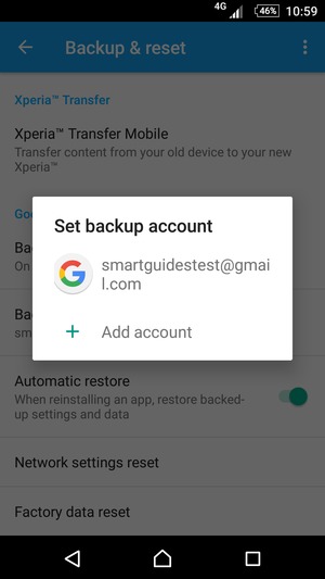 Select your backup account