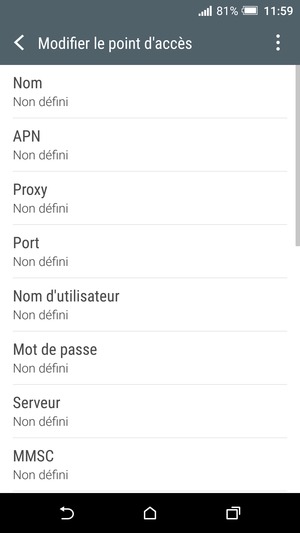 Saisissez les informations Internet