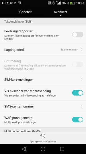 Bla til og velg SMS-senternummer