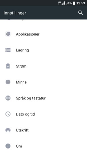 Bla til og velg Om