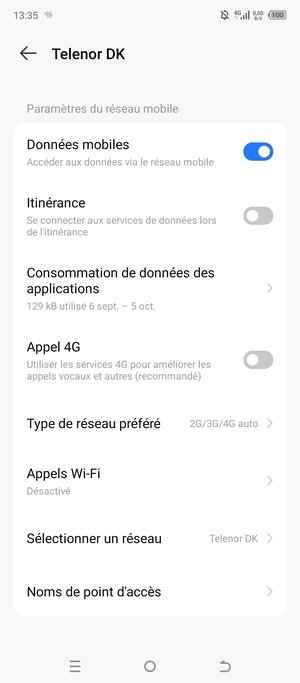 Faites défiler et sélectionnez Noms de point d'accès