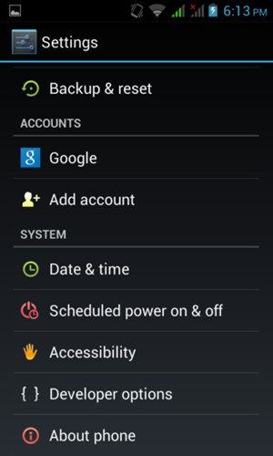 Scroll to and select About phone