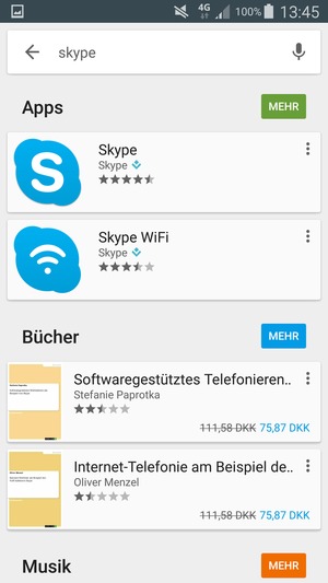 Wählen Sie die App