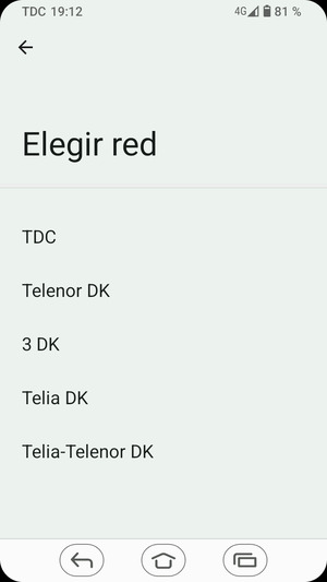 Seleccione un operador de red de la lista