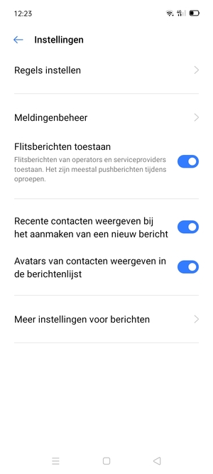 Selecteer Meer instellingen voor berichten
