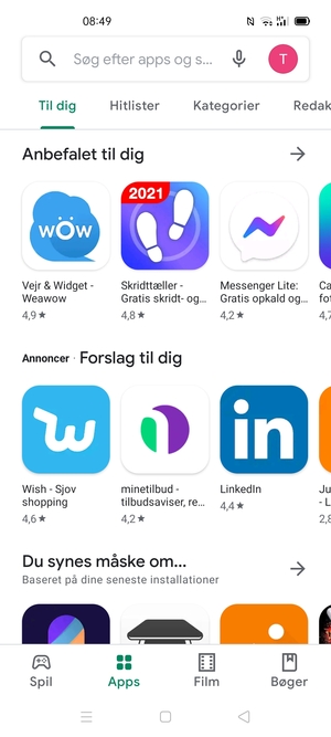 Vælg søgefeltet