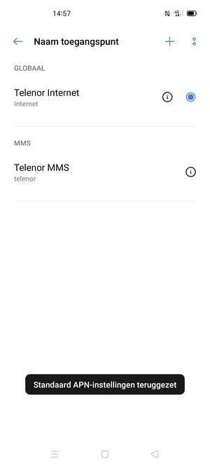 Selecteer Nieuwe APN